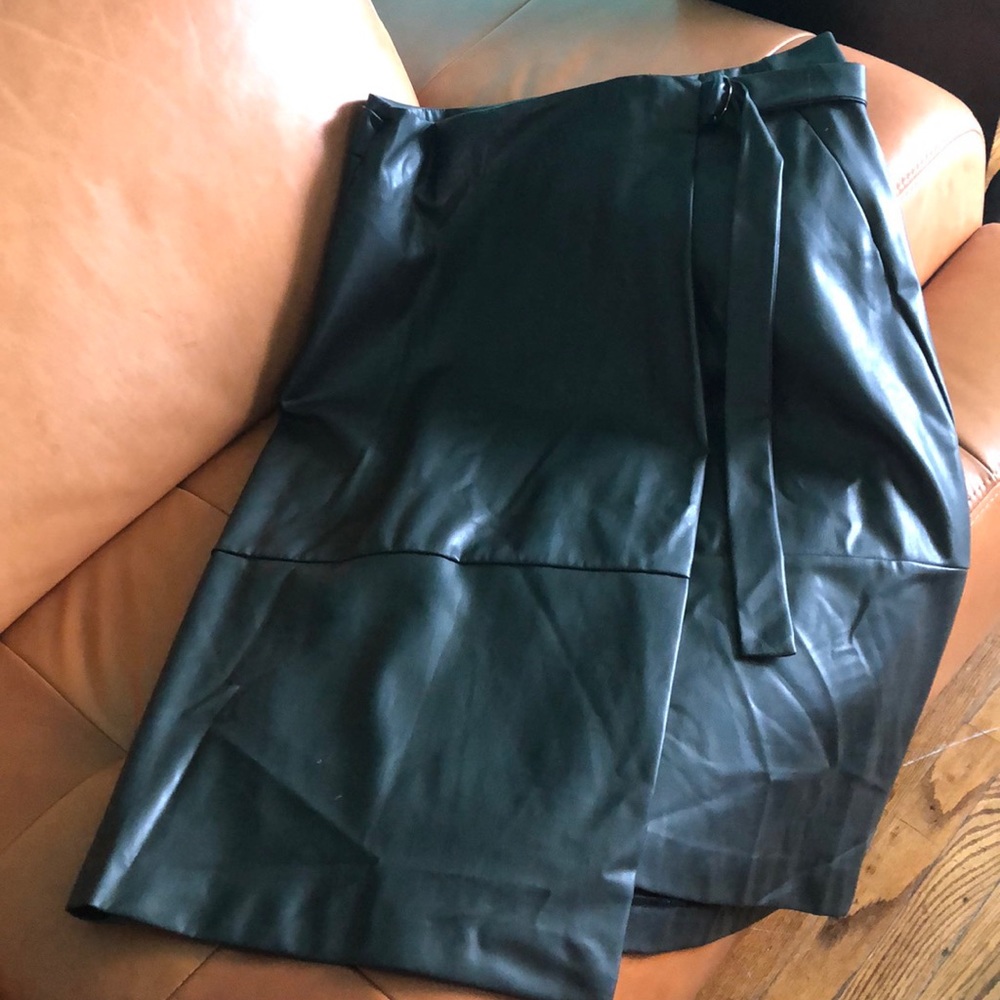 Faux Leather Wrap Skirt.